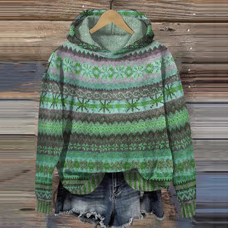 Damen Kapuzenpullover Gebreid Multicolor 2