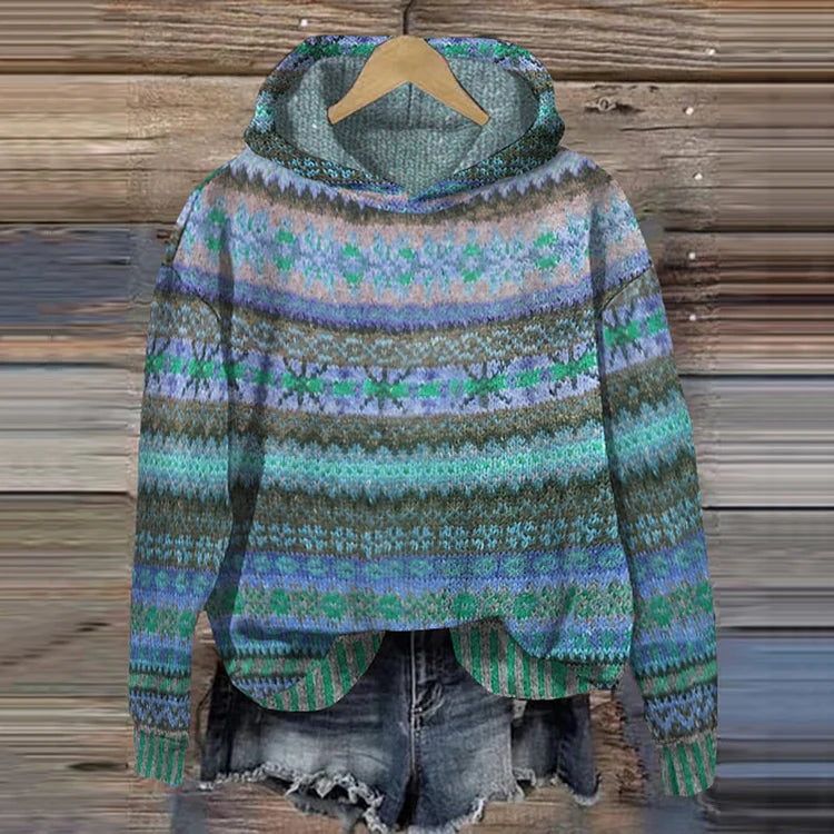 Damen Kapuzenpullover Gebreid Multicolor 3