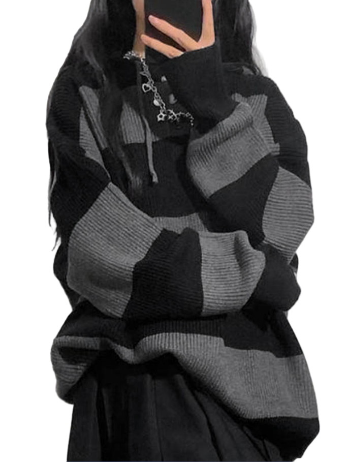 Damen Kapuzenpullover mit Streifenmuster und lockerer Passform 0