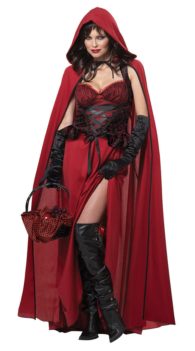 Damen Kapuzenumhang Maxi Kleid Korsett Kostüm 1