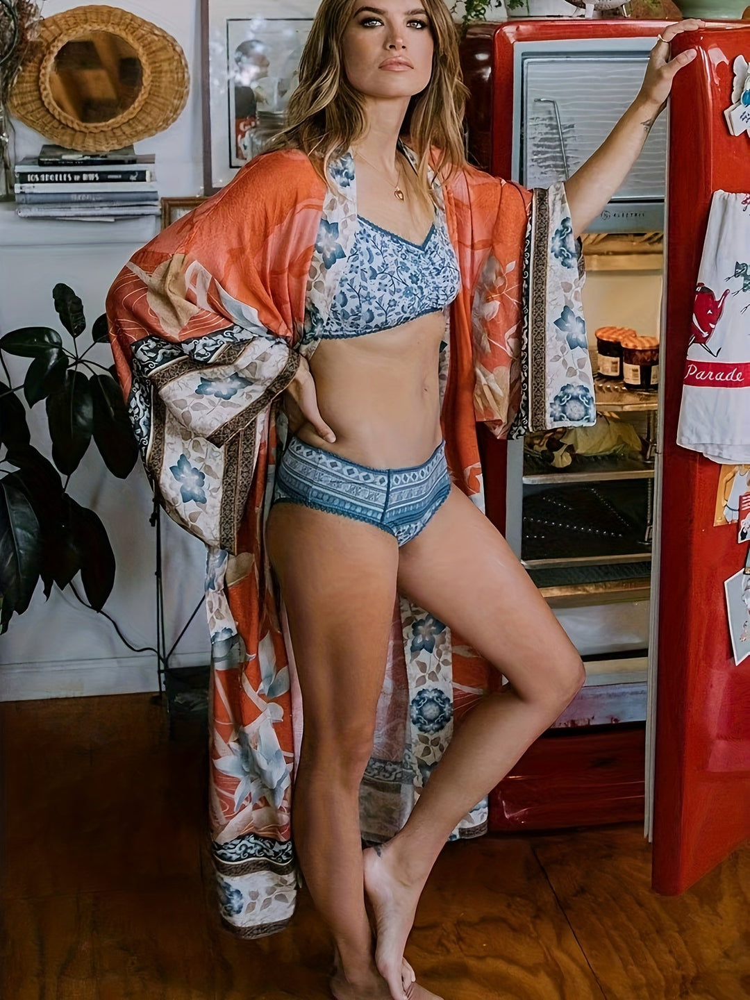 Damen Kimono mit floralem Druck für den Sommer 2