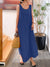 Damen Kleid Ärmellos Rundhals Lässig Baumwolle-Leinen-Mischung 6
