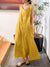 Damen Kleid Ärmellos Rundhals Lässig Baumwolle-Leinen-Mischung 8
