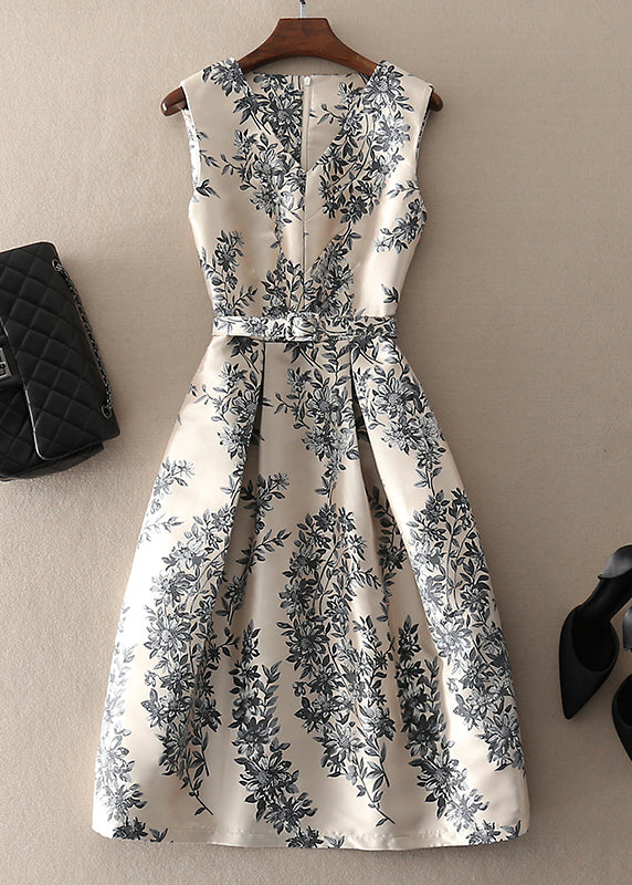 Damen Kleid Ärmellos mit Reißverschluss und Modernem Print 0