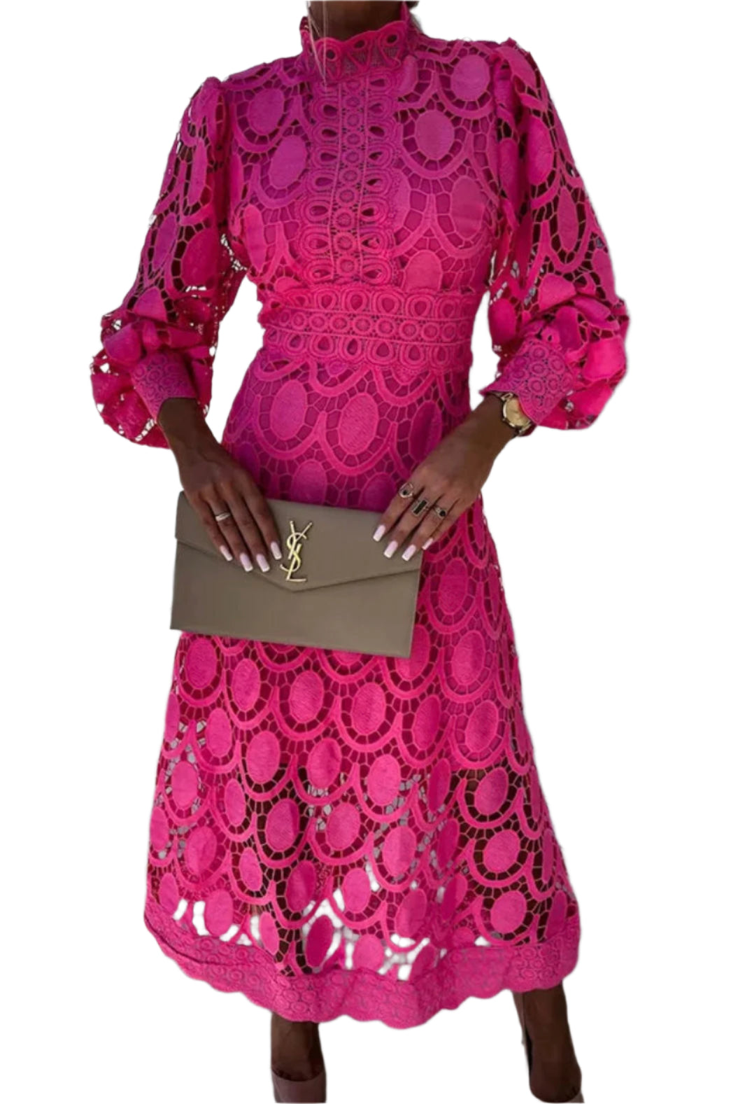 Damen Kleid Festlich Spitzen Design Hochwertiger Stoff für Hochzeitsgast 0