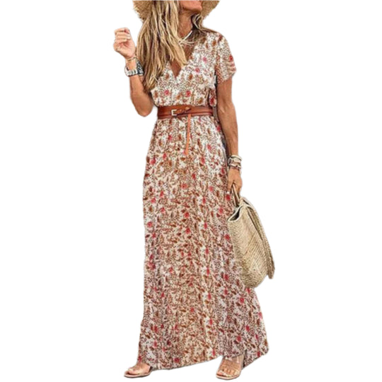 Damen Kleid Leicht Atmungsaktive Baumwolle Kurzarm Sommerkleid 0