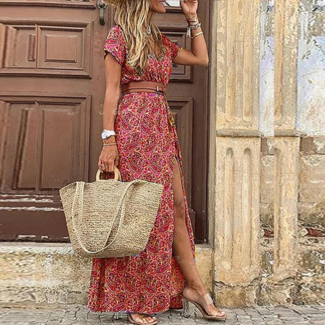 Damen Kleid Leicht Atmungsaktive Baumwolle Kurzarm Sommerkleid 3