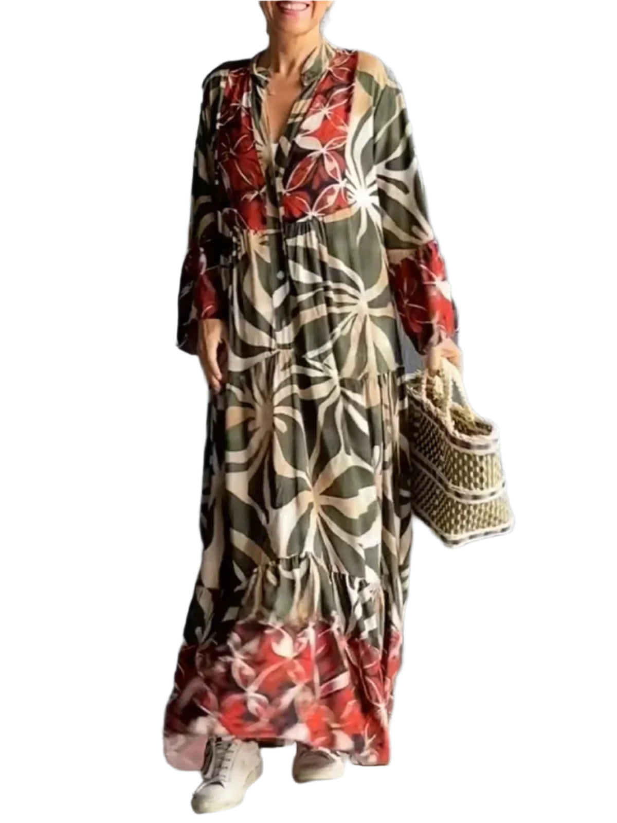Damen Kleid Print Lässig Hochwertiger Stoff 0