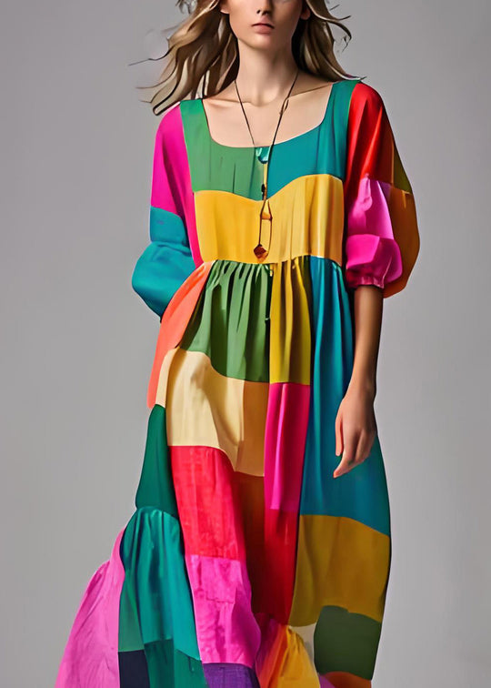 Damen Kleid mit Puffärmeln und U-Ausschnitt, Bequem und Trendy, Ideal für Sommerveranstaltungen 2