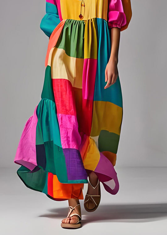 Damen Kleid mit Puffärmeln und U-Ausschnitt, Bequem und Trendy, Ideal für Sommerveranstaltungen 4