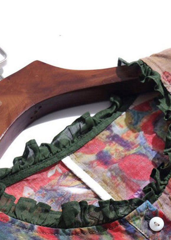 Damen Kleid mit Rüschendruck und Knopfleiste für Sommerurlaub 4