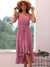 Damen Kleid mit Spaghettiträgern aus Baumwolle und Leinen in einfarbig 4