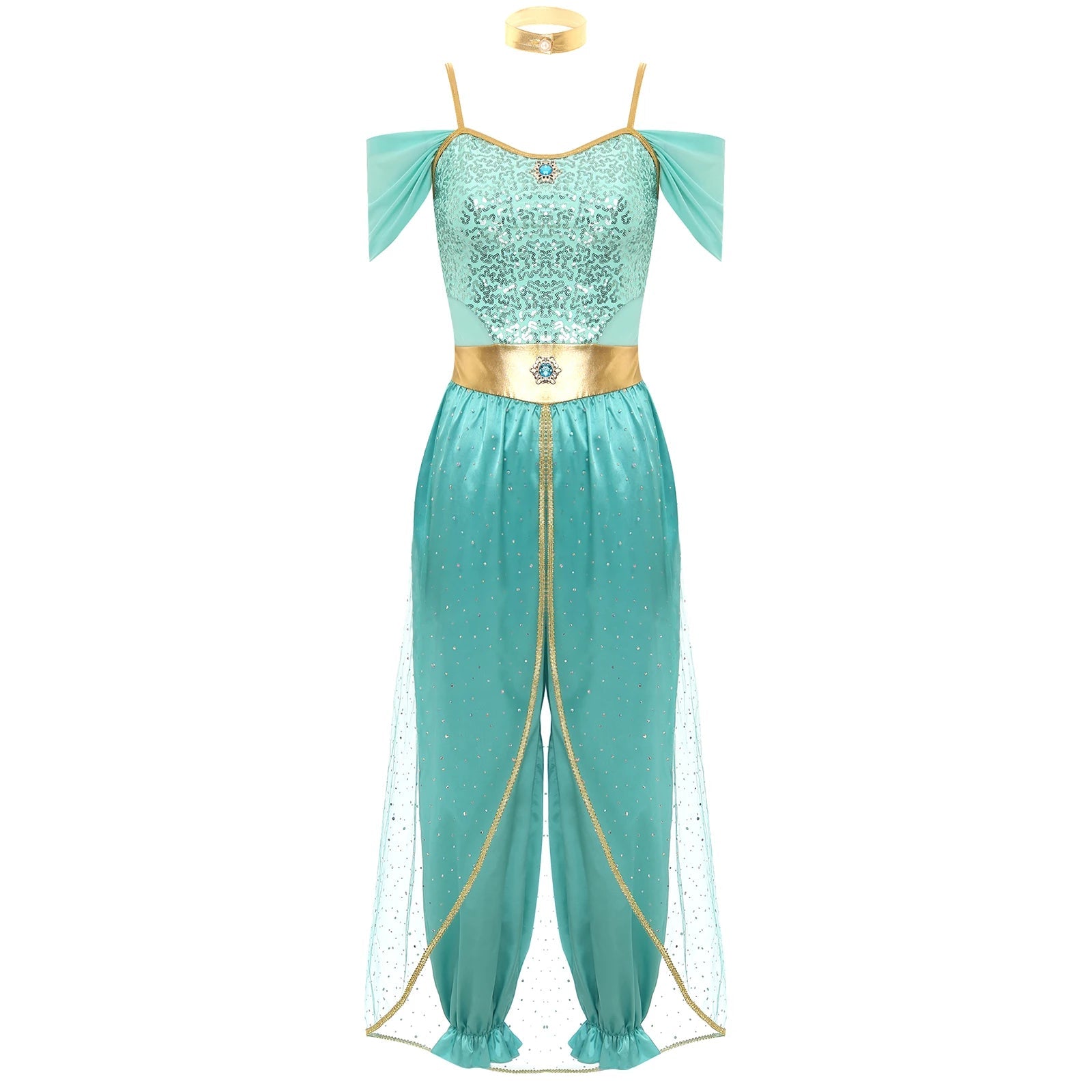 Damen Kostüm Arabische Prinzessin mit Schulterfreiem Oberteil und Locker Fallender Hose 4