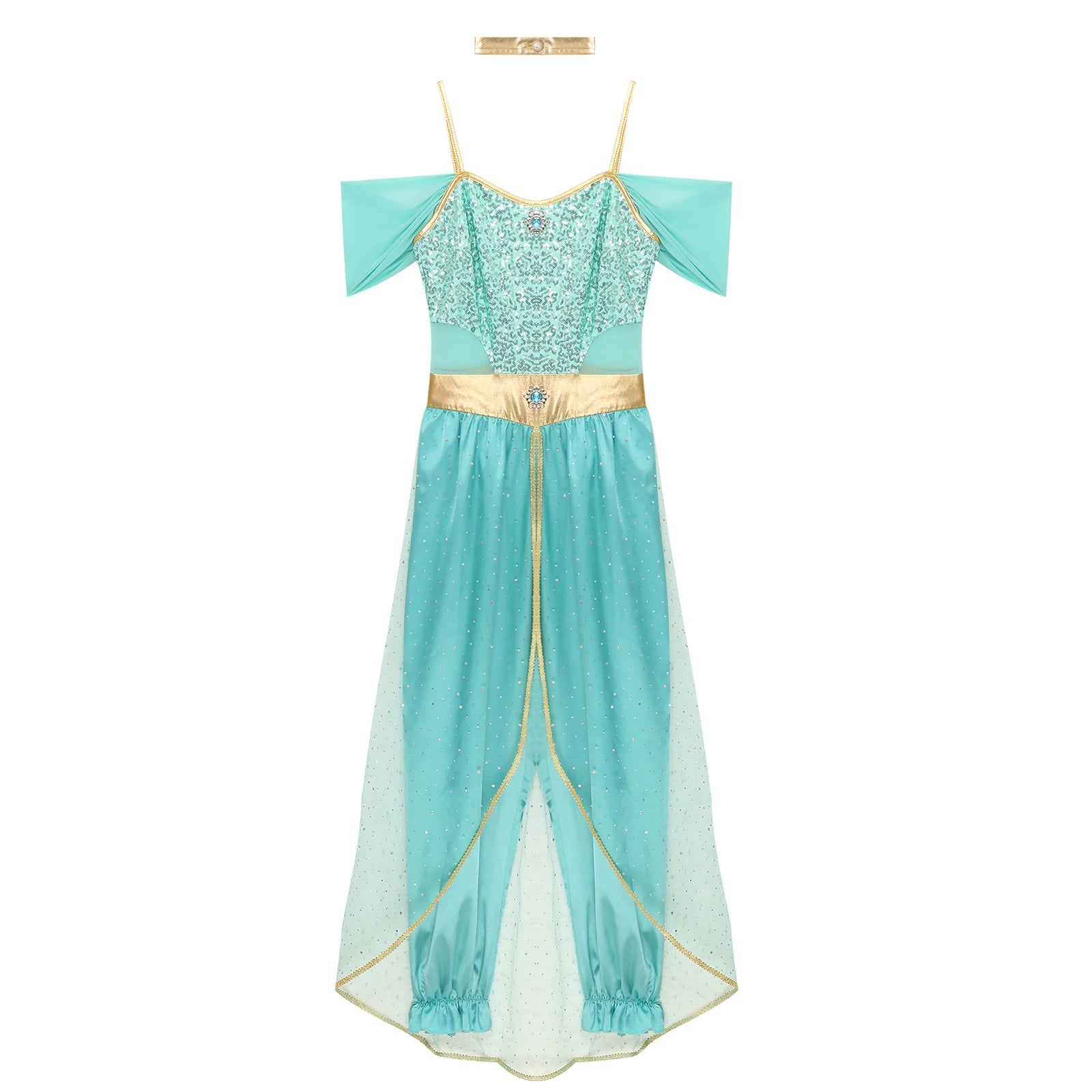 Damen Kostüm Arabische Prinzessin mit Schulterfreiem Oberteil und Locker Fallender Hose 5