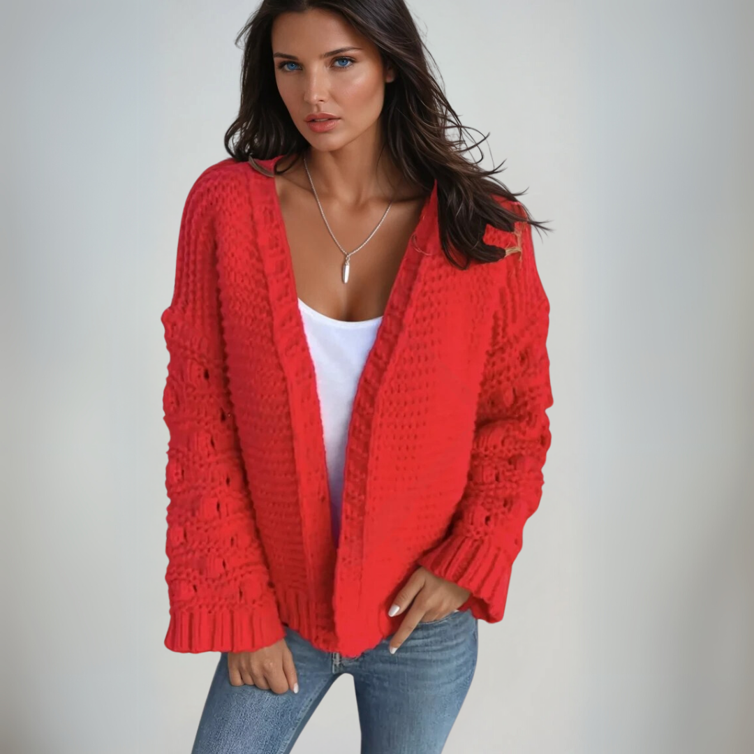 Damen Langarm Cardigan Eleganter Strick 2