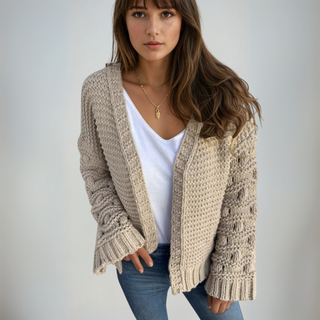 Damen Langarm Cardigan Eleganter Strick 3
