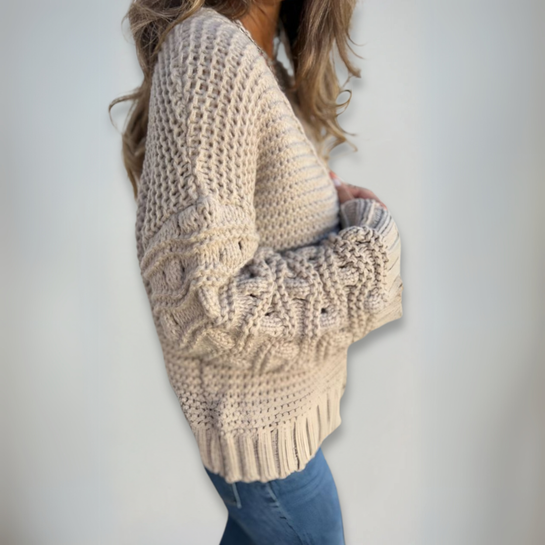 Damen Langarm Cardigan Eleganter Strick 4