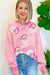 Damen Langarmshirt Santa Claus Druck Mit Pinken Streifen Polyester-Elastan-Mischung 2