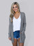 Damen Lange Strickjacke Offene Vorderseite Polyester Spandex 2
