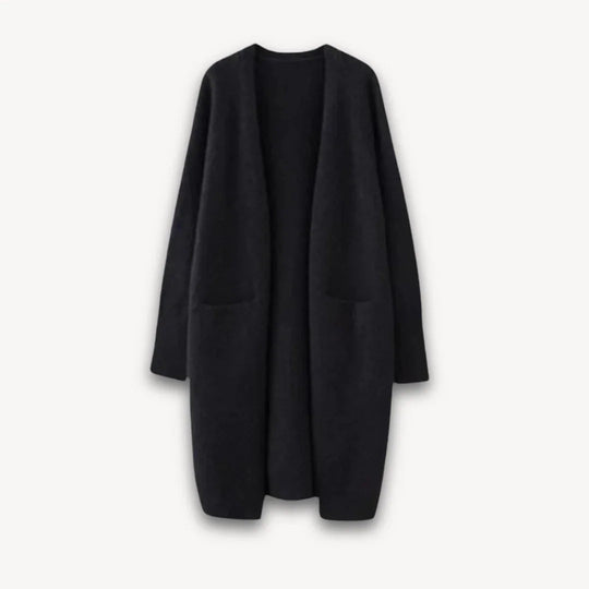 Damen Lange Strickjacke Offene Vorderseite Vielseitig Kombinierbar 1