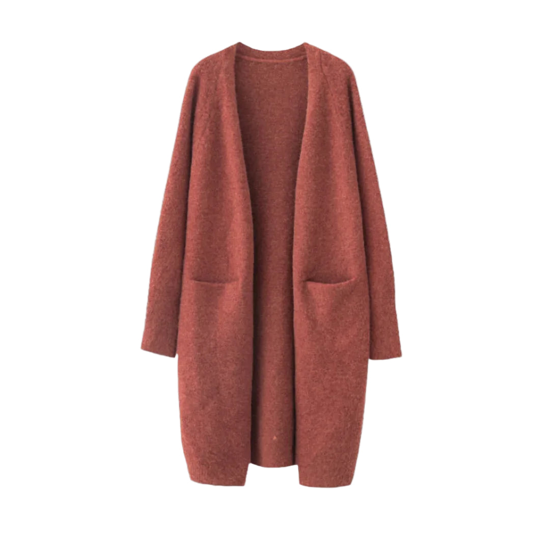 Damen Lange Strickjacke Offene Vorderseite Vielseitig Kombinierbar 4