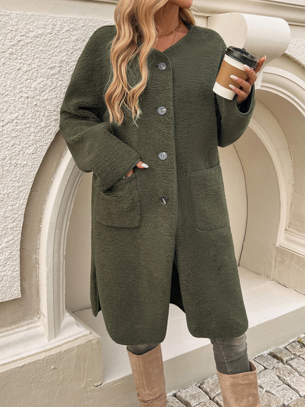 Damen Lange Weste Fleece mit Knöpfen für Herbst/Winter 2
