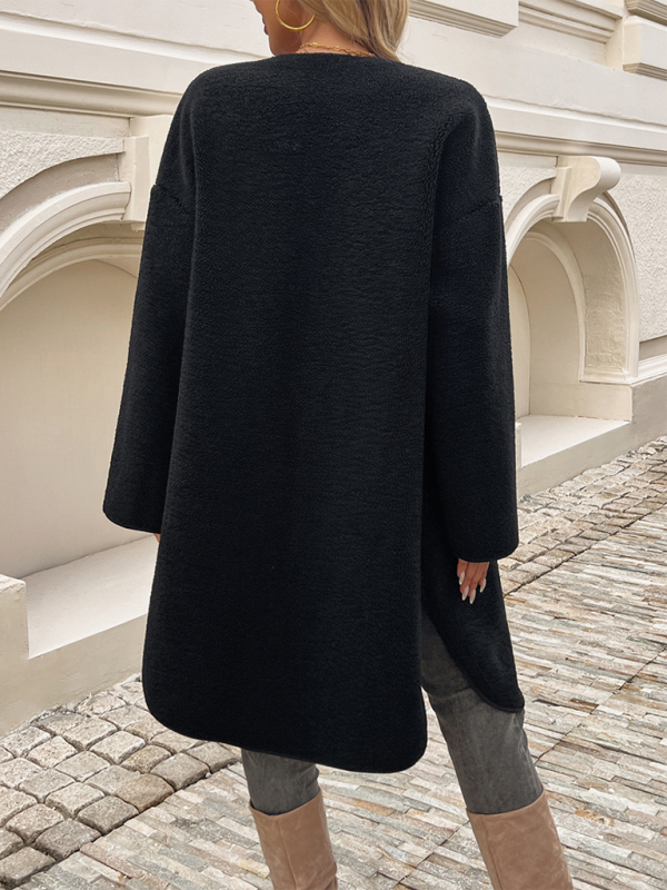 Damen Lange Weste Fleece mit Knöpfen für Herbst/Winter 3