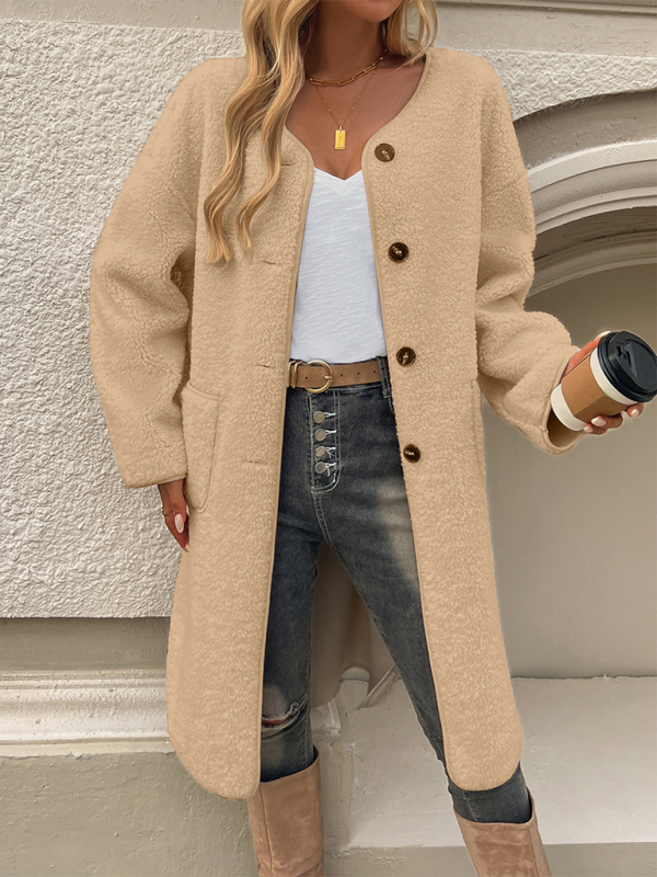 Damen Lange Weste Fleece mit Knöpfen für Herbst/Winter 4
