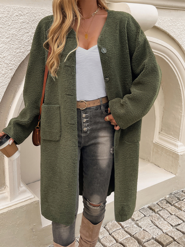 Damen Lange Weste Fleece mit Knöpfen für Herbst/Winter 5