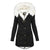 Damen Lange Winterjacke mit Kapuze und Fellkragen 2