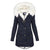 Damen Lange Winterjacke mit Kapuze und Fellkragen 3