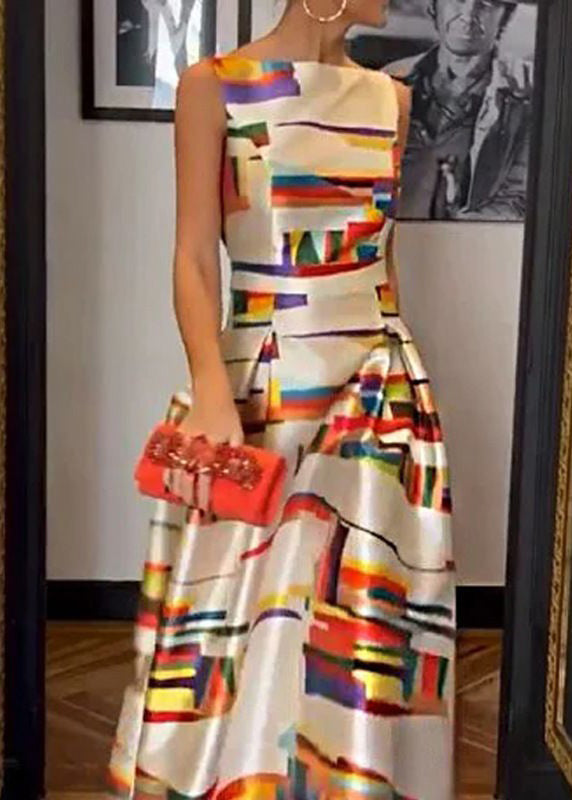 Damen Langes Kleid Hohe Taille Mit Aufdruck Für Abendveranstaltungen Und Sommerfeiern 1