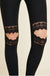Damen Leggings mit Spitzen-Ausschnitten in Schwarz 3