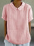 Damen Leinenbluse Kurzarm Bubikragen 3