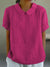 Damen Leinenbluse Kurzarm Bubikragen 6