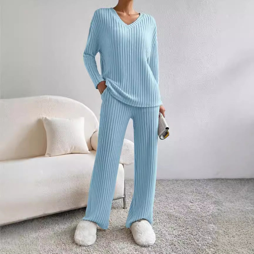 Damen Lounge Set Ribbed Strick 2