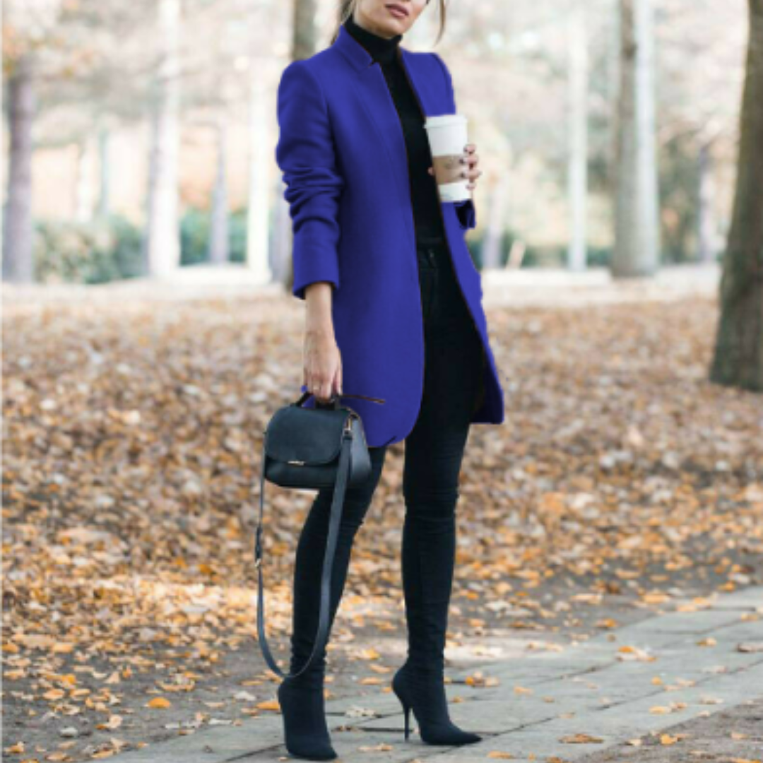 Damen Mantel Stehkragen Klassisch Winter Schwarz Hochwertiger Stoff 11