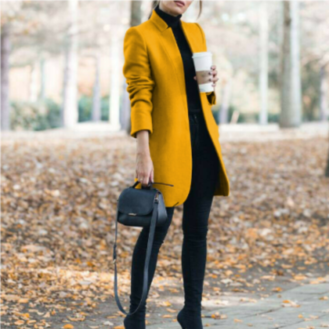 Damen Mantel Stehkragen Klassisch Winter Schwarz Hochwertiger Stoff 2