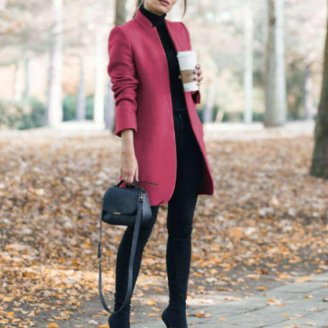 Damen Mantel Stehkragen Klassisch Winter Schwarz Hochwertiger Stoff 4
