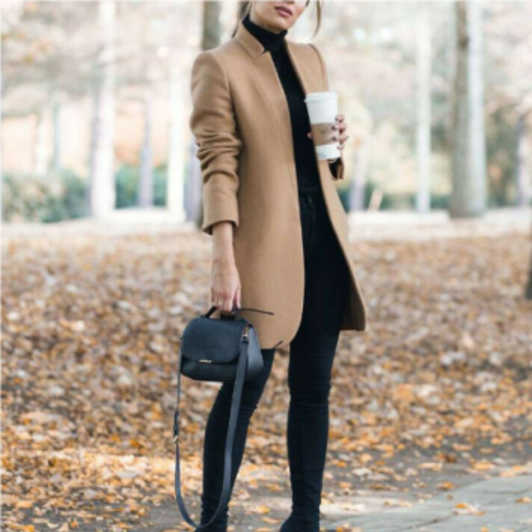 Damen Mantel Stehkragen Klassisch Winter Schwarz Hochwertiger Stoff 6