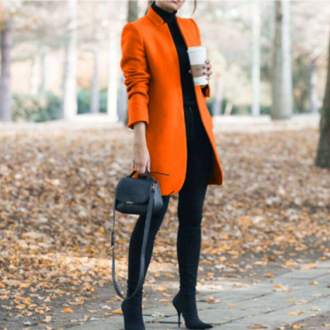 Damen Mantel Stehkragen Klassisch Winter Schwarz Hochwertiger Stoff 7