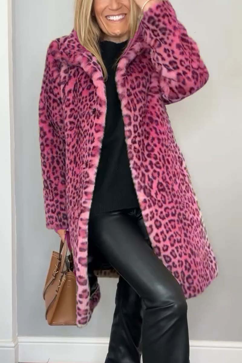 Damen Mantel Tailliert Leopardenmuster Hochwertiger Stoff 6