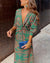 Damen Maxi Kleid Boho Stil Mit Wickeldesign 5