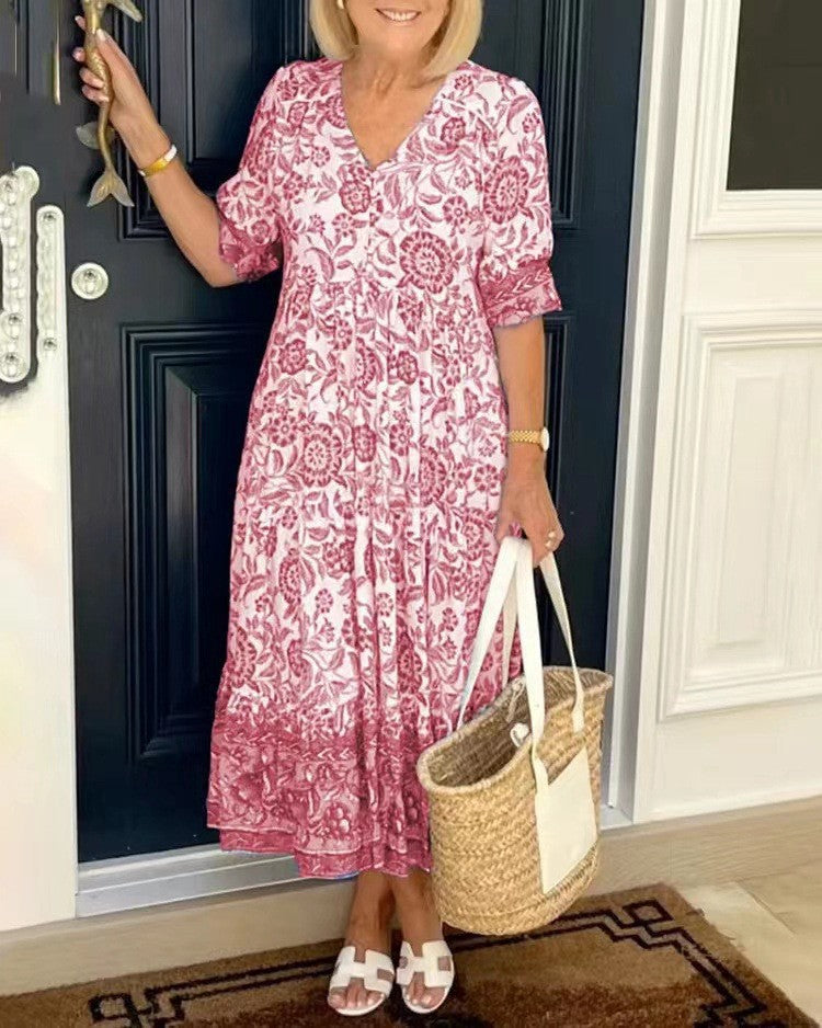 Damen Maxi Kleid Fließend Sommerkleider Atmungsaktives Gewebe 1