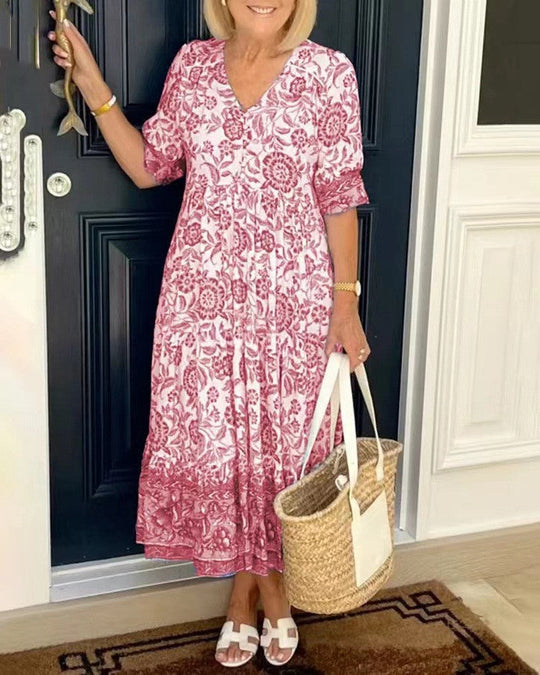 Damen Maxi Kleid Fließend Sommerkleider Atmungsaktives Gewebe 1