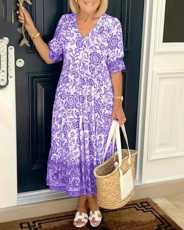 Damen Maxi Kleid Fließend Sommerkleider Atmungsaktives Gewebe 4
