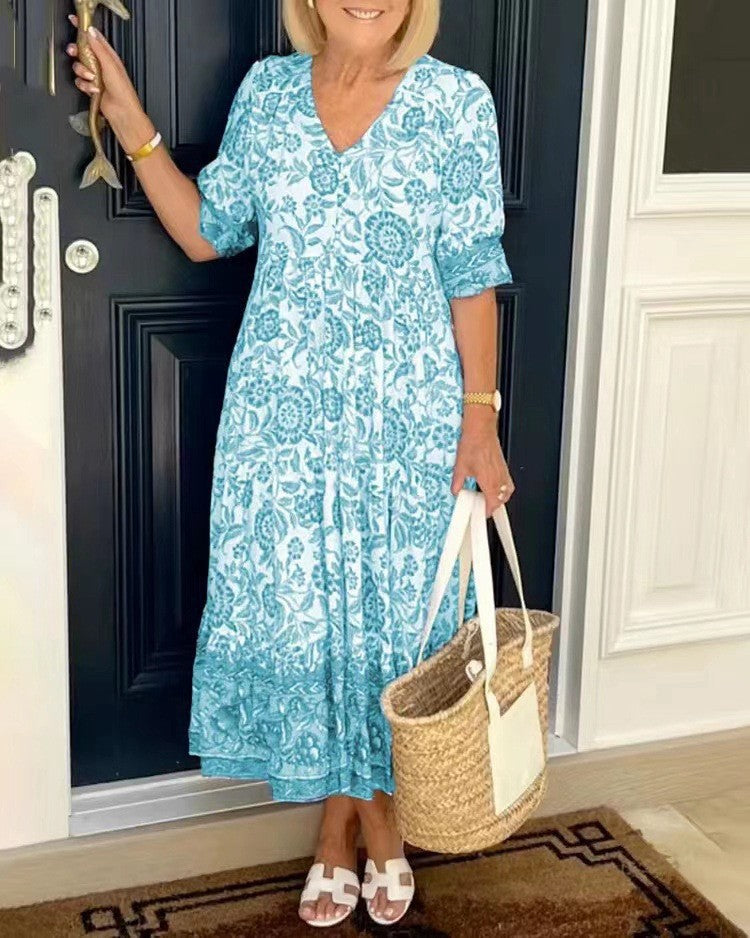 Damen Maxi Kleid Fließend Sommerkleider Atmungsaktives Gewebe 5