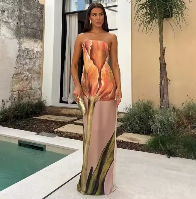 Damen Maxi Kleid Fließend Sommerstil 9