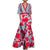 Damen Maxi Kleid Floral Druck A-Linie V-Ausschnitt 3/4 Ärmel Hochwertiger Stoff 0
