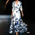 Damen Maxi Kleid Floral Druck A-Linie V-Ausschnitt 3/4 Ärmel Hochwertiger Stoff 8
